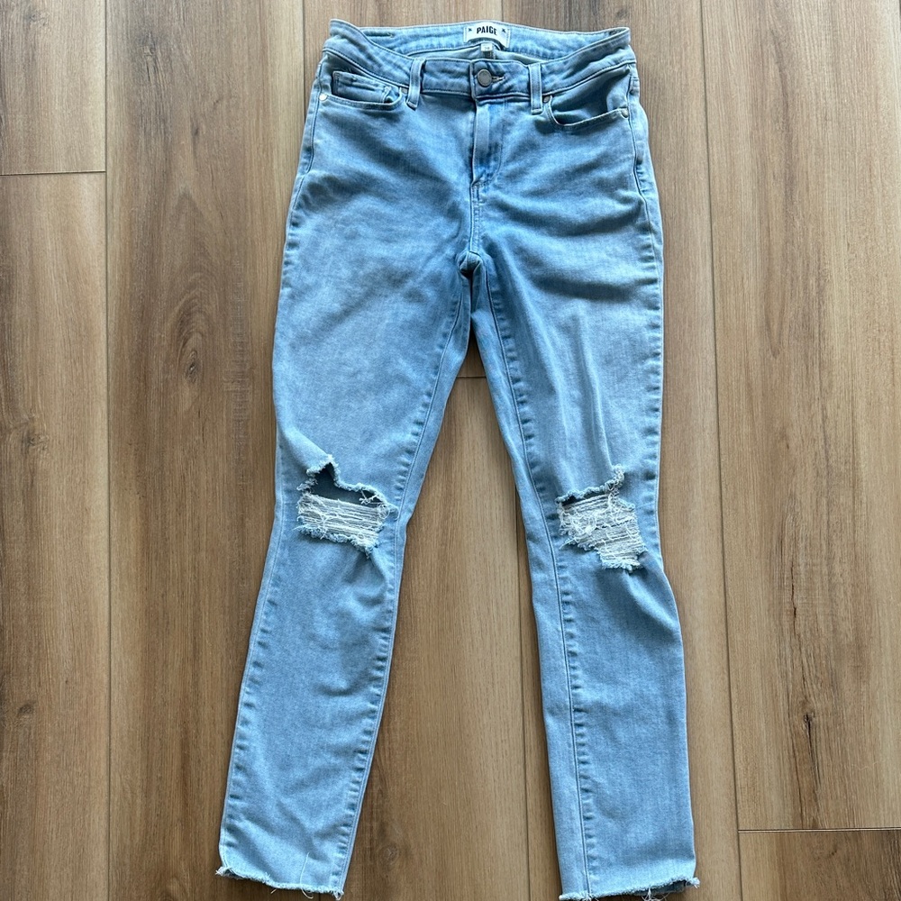 PAIGE Skyline Ankle Peg Ripped Skinny Jeans